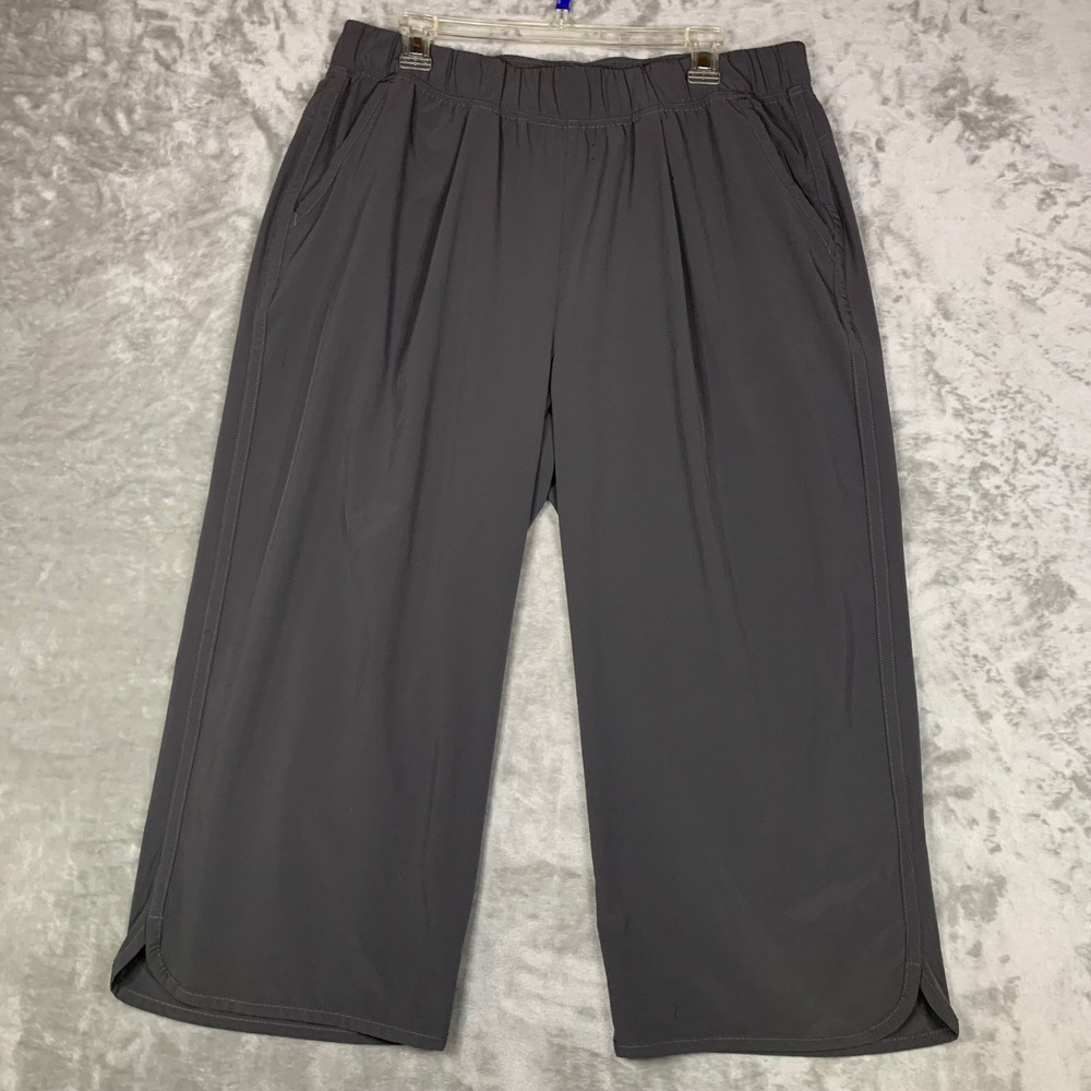Title Nine Slaycation Wide Leg Cropped Pants Gray XL Elastic Waist Stretch READ